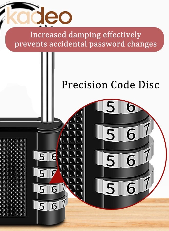 kadeo 4-Digit Combination Lock, Outdoor Waterproof, Password Padlock, Luggage Lock, Padlock for School, Gym, Sports, Fence, Toolbox, Gate, Case, Outdoor, Hasp Storage - Image 4